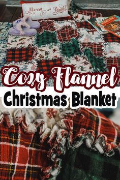 a christmas blanket with the words cozy flannel on it