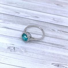 14k White Gold Round Shape 1.69ct Created Tourmaline Paraiba & 0.07ct White Diamond Straight Shank Ring Ring Color, Sterling Silver Heart, Womens Jewelry Rings, Silver Heart, White Diamond, Round Shape, Tourmaline, Diamond Ring, Heart Shapes