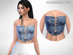 an image of a woman wearing a denim corset