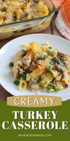 creamy turkey casserole with mushrooms and green onions