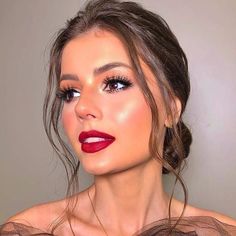 Bridal Makeup Red Lips, Brunette Makeup, Guest Hair, Formal Makeup, Instagram Tutorial, Wedding Makeup Looks, Hair Stylist Life