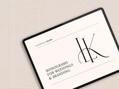 the monograms for wedding and branding are displayed on a white background with black accents