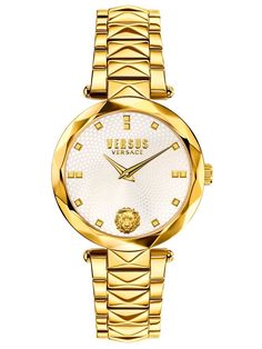 Versus Versace COVENT GARDEN 34mm Womens Gold Watch SCD110016 - Shop at Altivo.com Womens Gold Watch, Guilloche Pattern, Lion Head Logo, Golden Watch, Time Keeper, Gold Watches Women, Versus Versace, Covent Garden, Lion Head