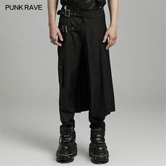 PUNK RAVE Men Retro style Black Steampunk Punk Rock Party Gothic Long pantskirt  | eBay High Waist Emo Bottoms For Fall, Fitted Rock Style Bottoms For Summer, Spring Rock Style High Waist Bottoms, High Waist Rock Style Bottoms For Spring, High Waist Rock Bottoms For Spring, Punk Style Skirt For Halloween Concert, Punk Style Bottoms With Belt Loops For Winter, Fitted Punk Style Pants For Concerts, Rock Style Skirt For Halloween Concert