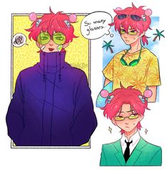 two people with pink hair and green glasses