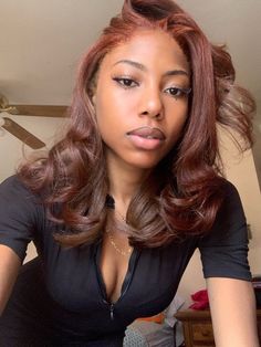 Red Brown Natural Hair Black Women, Red Brown Hair Color Auburn Black Women, Reddish Brown Hair Color On Black Women Natural, Chestnut Natural Hair, Honey Copper Brown Hair, Medium Auburn Hair Color On Black Women, Dark Brown Ginger Hair Black Women, Brown Copper Hair Color Black Women