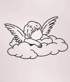 an angel sitting on top of a cloud