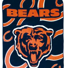 the chicago bears logo is shown on an orange and black background