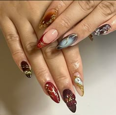 Nail For Summer, Nail Birthday, Y2k Designs, Girls Nail Designs, Spring Nail Designs, Simple Acrylic Nails, Gem Nails, Star Nails