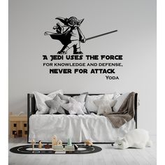 a star wars wall decal with an image of yoda