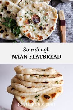 there are several different types of flatbreads on the plate and in front of them