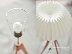 two pictures side by side one with a paper fan and the other with a candle holder