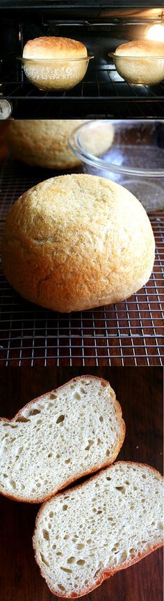 two loaves of bread cooling in an oven