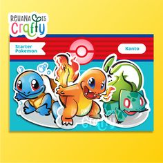 the pokemon stickers are all different shapes and sizes, but one is for each character