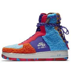 Nike Wmns Air Force 1 Rebel XX 'Colored Sherpa' CQ7518-571 KICKSCREW Womens Air Force 1, Playful Fashion, Nike Force 1, Blue High Tops, Nike Force, Nike Womens, Gym Shoes, Round Toe Heels, Sneakers Men Fashion