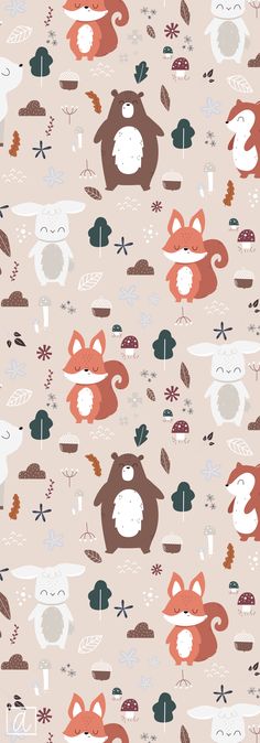 an animal themed wallpaper with different colors