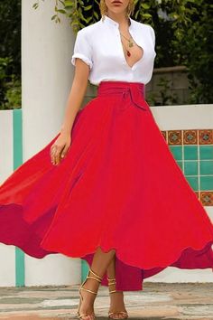 Bow Skirt, Party Rock, Tie Skirt, Elegant Maxi Dress, Pleated Maxi Skirt, Red Skirt, Long Skirts For Women, Party Skirt