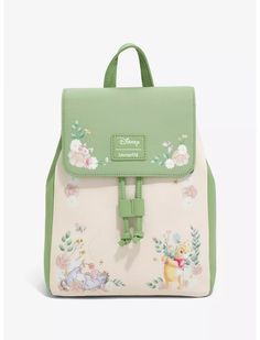 Loungefly Disney Winnie The Pooh Florals Mini Backpack Cute Standard Backpack For Spring, Green Spring Backpack, Spring Green Backpack, Spring Green Standard Backpack, Cute Spring Backpack For Daily Use, Green Standard Backpack For Spring, Green Spring Standard Backpack, Green Backpack For Spring Travel, Green Backpack For Everyday Spring Use