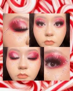 #christmas #candycane #makeup #beauty #indigenousmua #tiktok #makeupinspo #christmasmakeup #holidaymakeup #glittermakeup #inspo #cutcrease #redandwhitemakeup #eyelook Christmas Makeup Look, Glitter Makeup, Cut Crease, Makeup Inspo