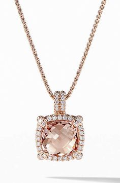 David Yurman Chatelaine Pave Bezel Pendant Necklace with Morganite and Diamonds in 18K Rose Gold Morganite Necklace, Interchangeable Bracelet, Akoya Pearl Earrings, Rose Gold Fashion, Charm Choker Necklace, Rose Gold Morganite, Morganite Diamond, Bezel Pendant, Necklace Pendants