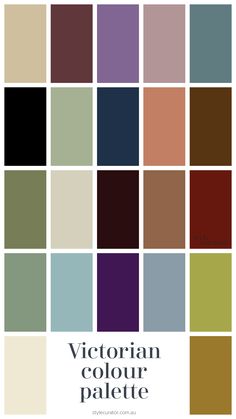 the color scheme for victorian palettes in shades of brown, green, and purple