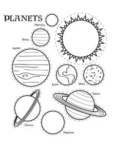 the solar system coloring page with planets and sun for kids to print out on their own