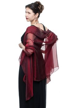 This shawl wrap has semi-sleeves, which designed to hold this wrap on your forearms, with chic and elegance. (Be noted it is not a cardigan jacket) Color: #0.204 Burgundy IMPORTANT! Product images/colors are for reference only. If you require an exact match, please order a swatches: - https://www.etsy.com/listing/183186969/swatches-of-iridescent-chiffon-one-of-35?ref=shop_home_active_5 - https://www.etsy.com/listing/110137147/silk-fabrics-swatches-set?ref=shop_home_active_2 Sizes: One size fits Shades Of Magenta, Shawl Outfit, Star Shawl, Alternative Design, Wedding Shawls, Evening Shawls, Chiffon Shawl, Elegant Scarves, Scarf Outfit