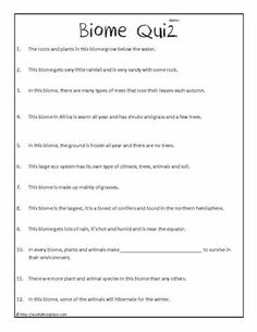 a worksheet with the words'biome quiz'written in black and white