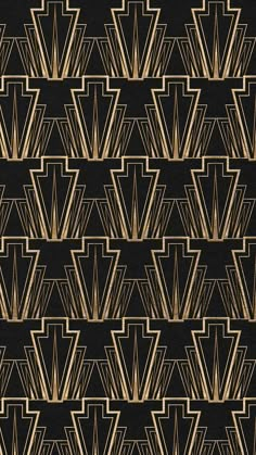 an art deco wallpaper pattern in black and gold