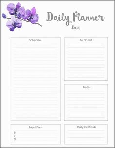 a daily planner with purple flowers on it