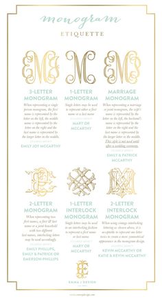 an elegant wedding program with gold foil lettering and monograms on the front page