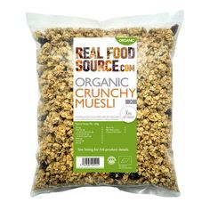 organic crunchy muesli is packed in a bag