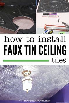 how to install faux tin ceiling tiles in the kitchen or living room with pictures and instructions