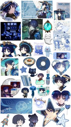 an anime character collage with many different images