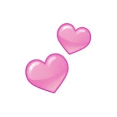 two pink hearts on a white background