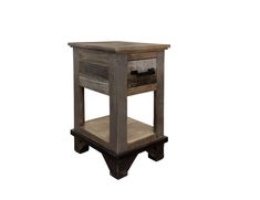 a small wooden table with one drawer open