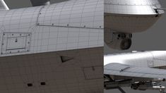 an airplane is shown in three different angles