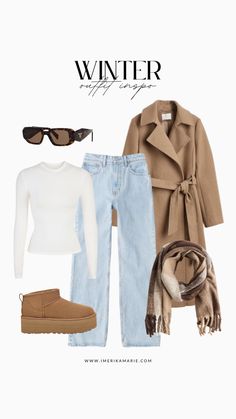 winter outfit Jeans Uggs Outfit Winter, Outfits With Coats Winter, Blue Top Winter Outfit, Bridesmaid Dress Shopping Outfit, How To Style Coats Winter, Winter Ootd Ideas, Outfit With Coat Winter, Winter Outfit Long Coat, Style With Ugg