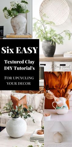 the best textured clay diy tutors using just paint and baking soda for home decor