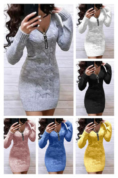 Elegant Mini Dress, Pullover Mode, Elegant Sweater, Sundress Dress, Bodysuit Dress, Knitted Bodycon Dress, Long Sleeve Knit Sweaters, Mini Sweater Dress, Knit Sweater Dress