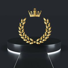 a gold crown sitting on top of a black table