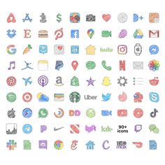 a large collection of social media icons