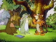 winnie the pooh and tigger are talking to each other in front of a tree