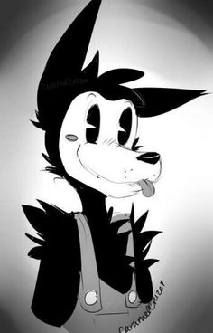 an image of a black and white cartoon character