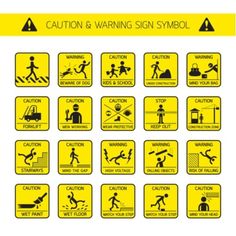 caution and warning signs for various types of people in the area that are not allowed