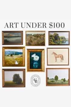 an advertisement for art under $ 100