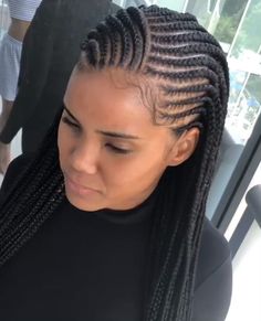 #hairstyles #hair #braids #braidedhairstyles #braidstyles African Braids Hairstyles Cornrows Ghana Natural Hair, Lemonade Braids To The Back, 2 In 1 Braids, Cornrow With Braids In The Back, Feed In With Box Braids In The Back, 2 Rows Of Cornrows, 2 Row Cornrows Braids, Cornrows With Box Braids In The Back, Two Row Cornrow Styles