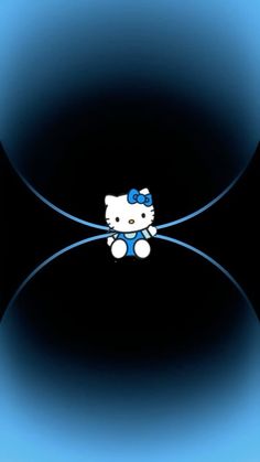 the hello kitty wallpaper is blue and black