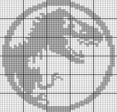 a cross stitch pattern with the image of a man's face in grey and white