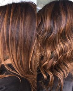 Strawberry Blonde Balayage On Brown Hair, Brown Hair Copper Highlights, Strawberry Blonde Balayage Brunette, Strawberry Blonde Highlights Brown Hair, Copper Brown Balayage, Straight Hair Color Ideas, Dark Copper Balayage, Dark Copper Balayage Brunette